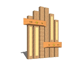 现代木质指示牌草图大师模型，指示牌sketchup模型下载