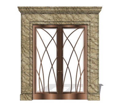 现代欧式门草图大师模型，欧式门SU模型下载