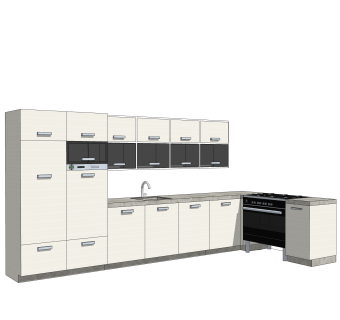 现代L形橱柜草图大师模型，橱柜sketchup模型下载