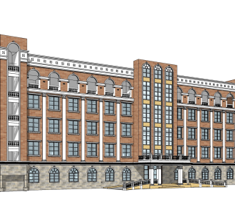 欧式酒店草图大师模型，酒店sketchup模型免费下载