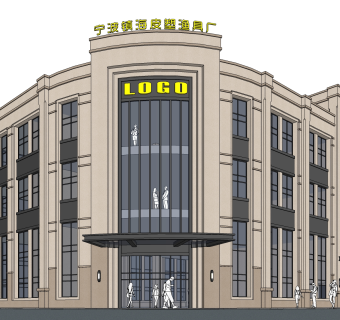 现代办公楼外观草图大师模型，办公楼外观sketchup模型免费下载