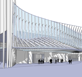 现代办公楼草图大师模型，办公楼sketchup模型免费下载