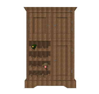 现代家庭酒柜草图大师模型，酒柜su模型下载