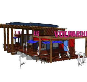 现代集装箱改造房草图大师模型，集装箱房屋sketchup模型下载