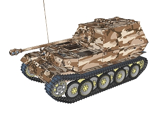 <em>德国</em>Elefant象式坦克草图大师模型，坦克SU模型下载