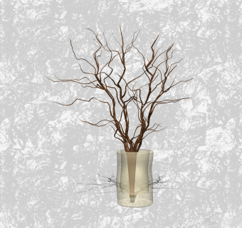 枯树枝插花草图大师模型，花艺花瓶sketchup模型下载