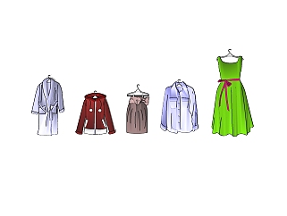 现代衣服服饰组合草图大师模型，服饰sketchup模型下载