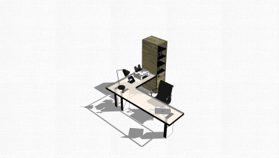 现代班台桌su模型，班台桌sketchup模型下载