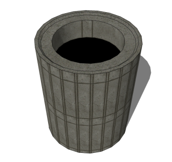 现代水泥垃圾桶草图大师模型，垃圾桶SU模型下载