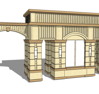 欧式入口大门草图大师模型下载，入口大门sketchup模型