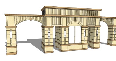 欧式入口大门草图大师模型下载，入口大门sketchup模型