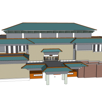 展览馆草图大师模型，展览馆SU模型下载