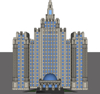 新古典酒店免费su模型下载、古典酒店草图大师模型下载