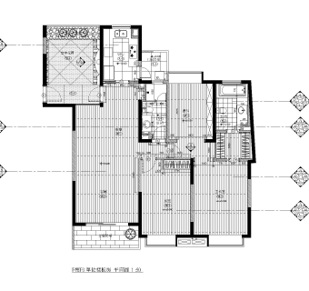 上海滩花园一期F3单位样板间CAD施工图纸套图，样板间建筑CAD图纸下载