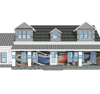 美式别墅草图大师模型，别墅SKB文件下载