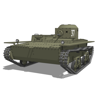 苏联T-38两栖坦克su模型，坦克草图大师模型下载