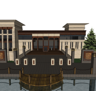 现代独栋别墅草图大师模型下载，独栋别墅sketchup模型