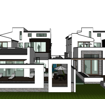 中式别墅su模型下载、中式别墅草图大师模型下载
