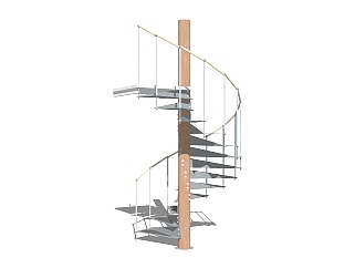<em>现代钢结构</em>螺旋楼梯草图大师模型，钢结构螺旋楼梯...