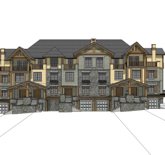 欧式连排别墅草图大师模型，别墅sketchup模型免费下载