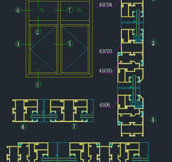 最齐全平开窗CAD结构图，平开窗CAD施工图纸下载