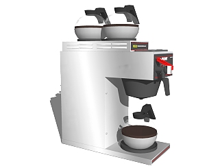 现代半自动咖啡机su模型，餐具草图大师模型下载