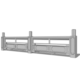 中式石材护栏免费su模型，栏杆skb文件下载