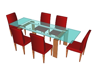 <em>现代桌椅组合</em>草图大师模型，桌椅组合skp模型下载