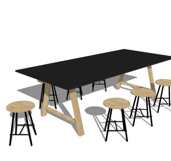 现代餐桌椅免费su模型，餐桌椅草图大师模型下载