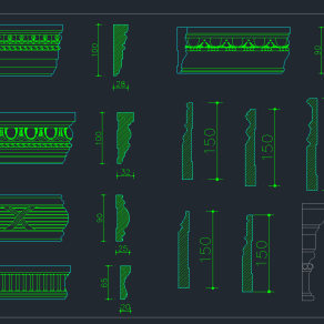 门套线踢脚线CAD图库，各式线条CAD施工图下载