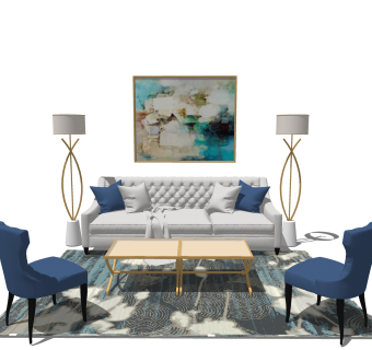 美式沙发组合草图大师模型，美式沙发sketchup模型下载