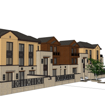 中式别墅草图大师模型，别墅sketchup模型