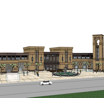 欧式售楼处建筑方案草图大师模型，建筑构件sketchup模型免费下载