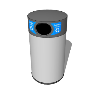 现代金属垃圾桶草图大师模型，垃圾桶SU模型下载