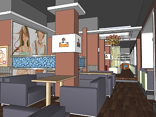 现代咖啡店草图大师模型，咖啡店sketchup模型下载