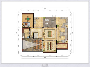 豪华别墅室内彩平效果图