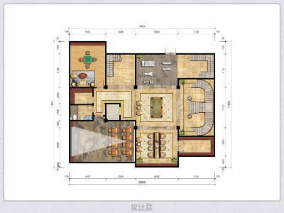 豪华别墅室内彩平效果图