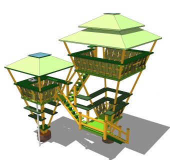 现代观景台sketchup模型，观景台草图大师模型下载