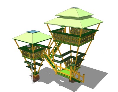 现代观景台sketchup模型，观景台草图大师模型下载