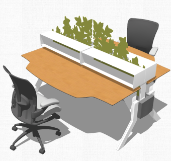 现代简约办公桌su模型，办公桌草图大师模型下载