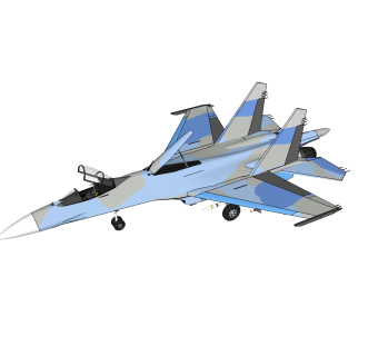 现代苏联SU-27侧卫重型战斗机草图大师模型，重型战斗机su模型下载