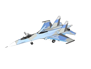 现代苏联SU-27侧卫重型战斗机草图大师模型，重型战斗机su模型下载