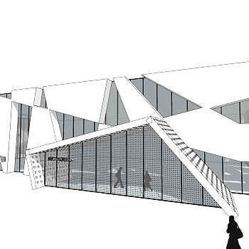 现代售楼处建筑方案草图大师模型，售楼部建筑sketchup模型免费下载