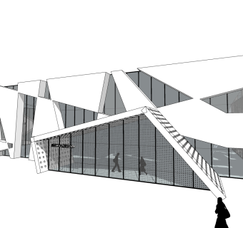 现代售楼处建筑方案草图大师模型，售楼部建筑sketchup模型免费下载