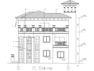 欧陆风格3层别墅建筑图纸