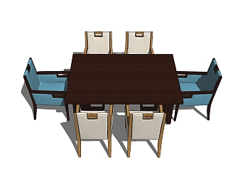 <em>新中式餐桌</em>sketchup模型，餐桌草图大师模型下载