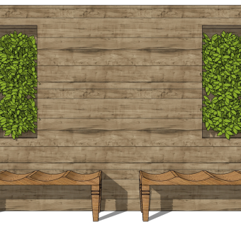 现代景观墙SU模型下载，景观墙skb模型分享