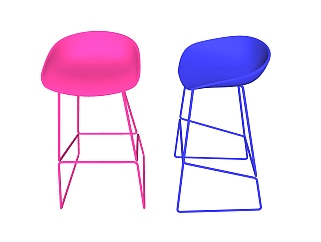 现代塑料吧椅草图大师模型，固定吧椅su模型下载
