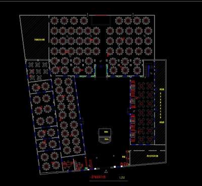 中式酒店茶楼宴席厅CAD图纸，酒店cad设计图纸下载