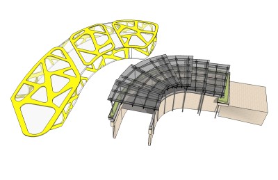 现代地下车库入口草图大师模型，车库入口sketchup模型下载